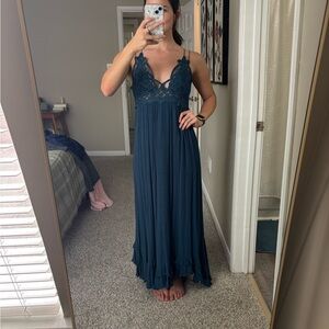 Free people maxi dress blue and strappy